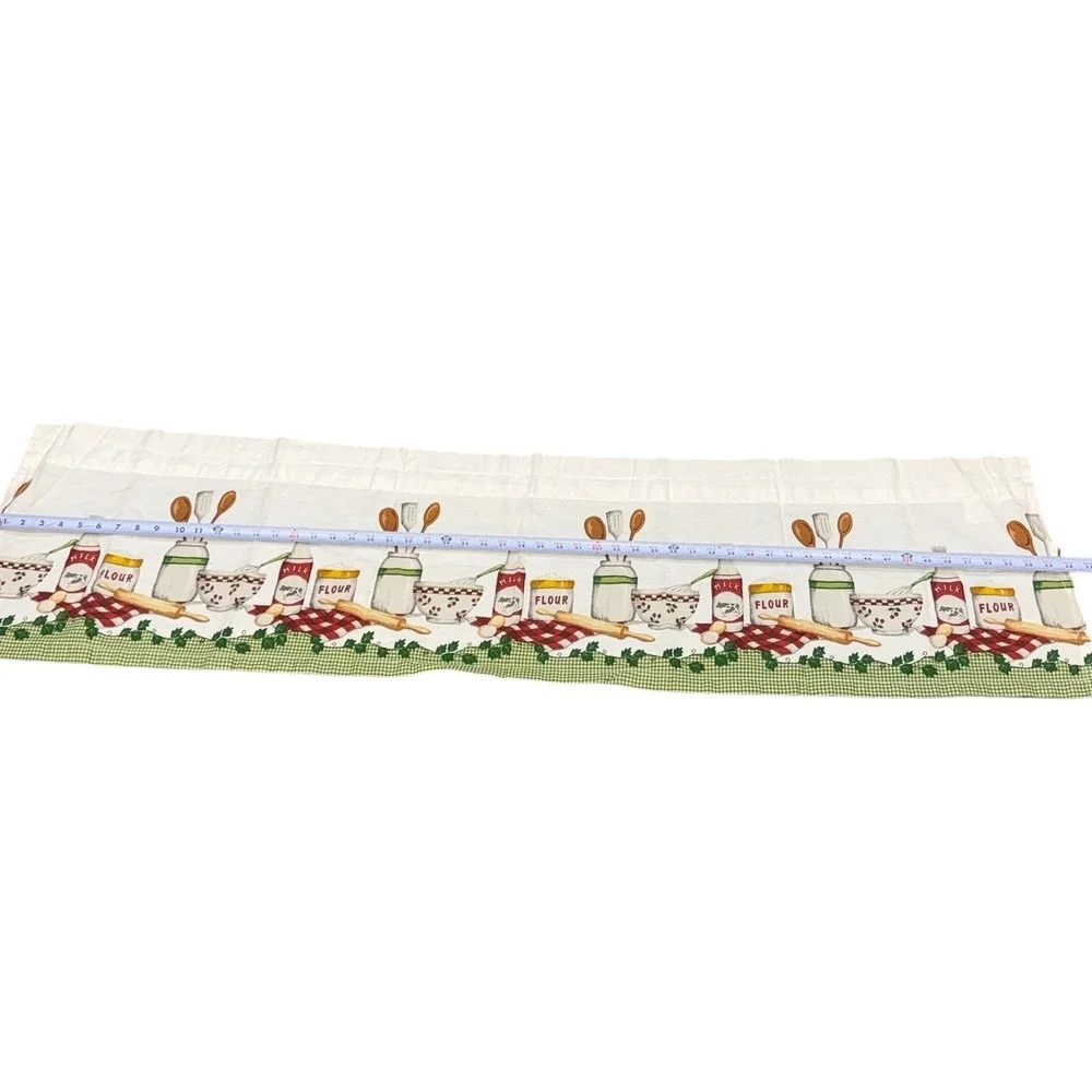 Vtg Better Homes Kitchen Curtains Panels & Valance Country Baking Gingham Cotton